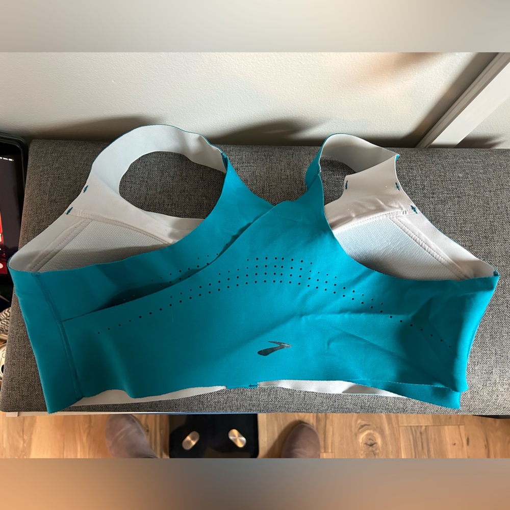 Brooks Dare Teal Zip-Front Running Sports Bra Size 38D - Picture 4 of 5